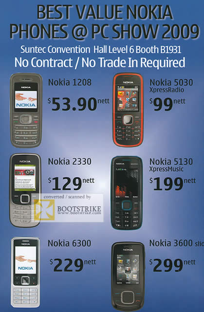 PC Show 2009 price list image brochure of Newstead Nokia 1208 5030 2330 5130 6300 3600 Mobile Phones