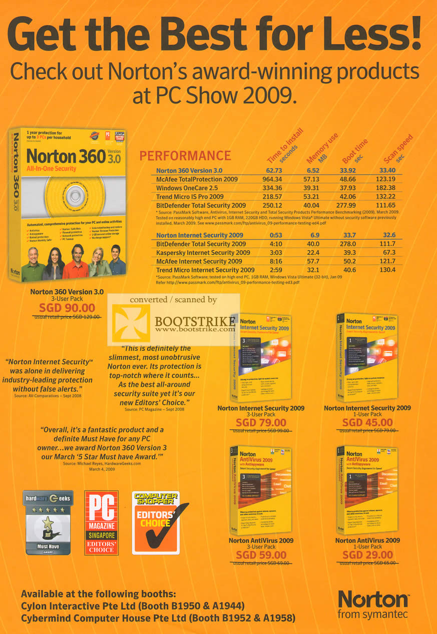 PC Show 2009 price list image brochure of Norton 360 Internet Security Antivirus 2009
