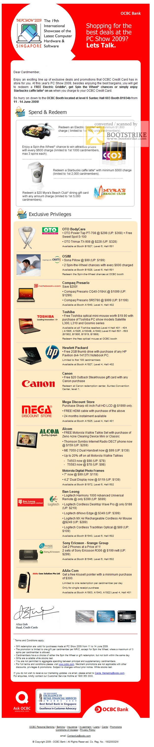 PC Show 2009 price list image brochure of OCBC Spend And Redeem
