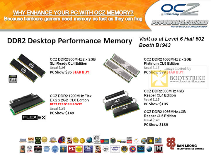 PC Show 2009 price list image brochure of OCZ DDR2 Desktop Memory Reaper Ban Leong
