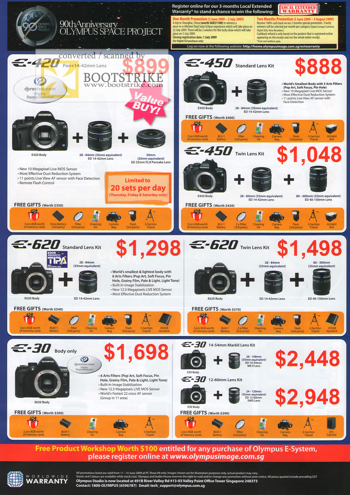 PC Show 2009 price list image brochure of Olympus E-420 E-450 E-620 E-30 Digital Camera DSLR