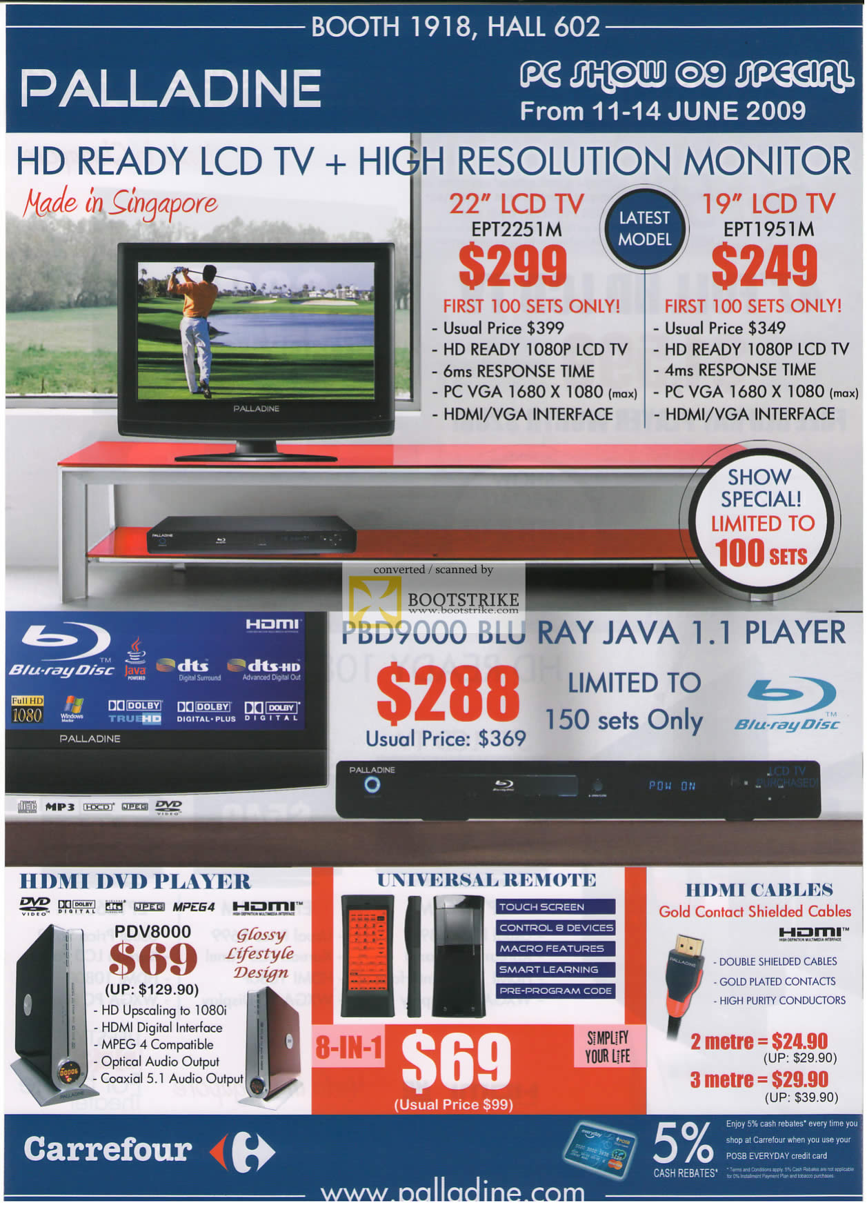 PC Show 2009 price list image brochure of Palladine LCD TV Blu Ray HDMI DVD Player Cable