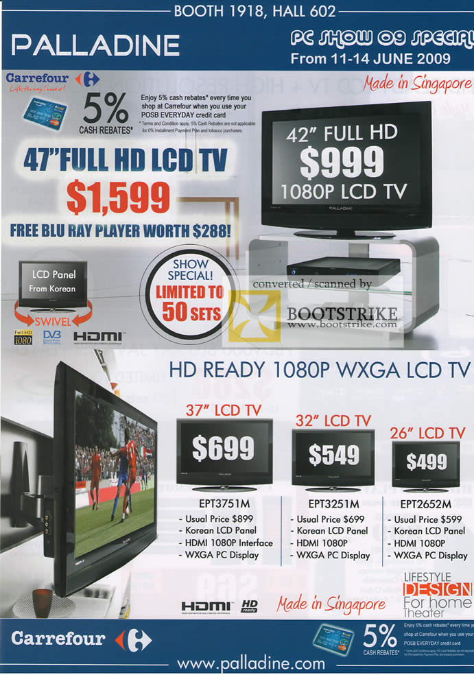 PC Show 2009 price list image brochure of Palladine LCD TV EPT3751M EPT3251M EP2652M