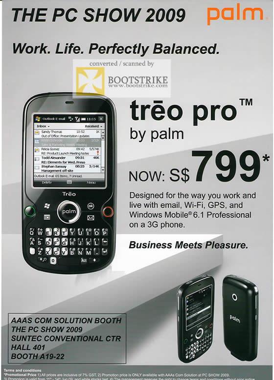 PC Show 2009 price list image brochure of Palm Treo Pro AAAS COM