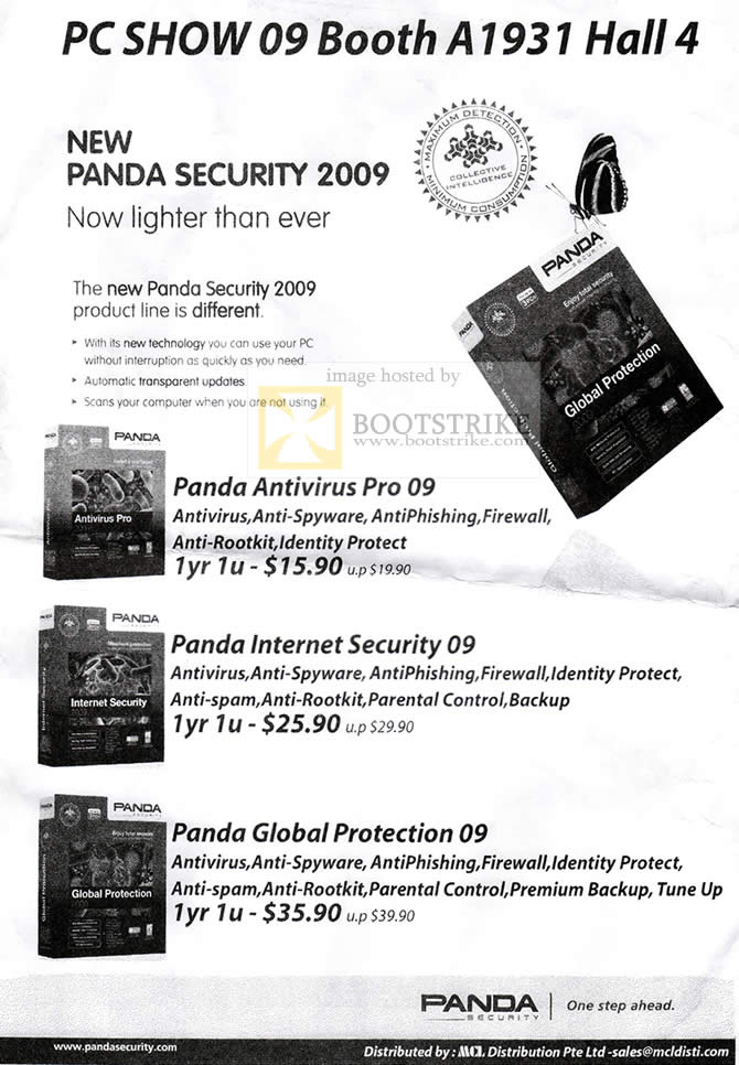 PC Show 2009 price list image brochure of Pana Security Antivirus Pro Internet Global Protection 09 MCI