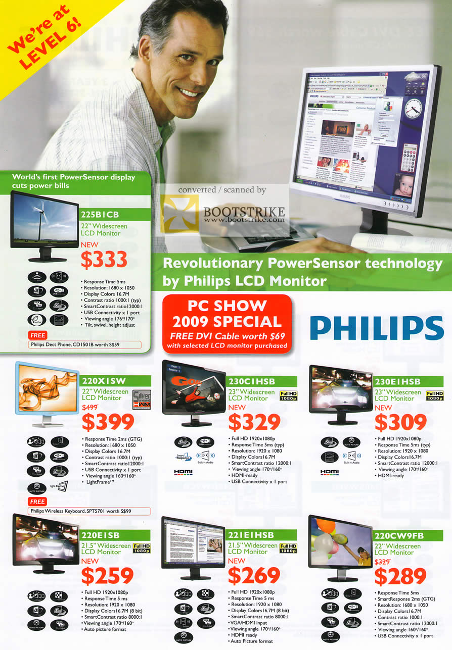 PC Show 2009 price list image brochure of Philips LCD Monitors Brilliance 1