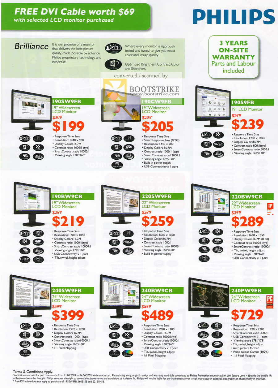 PC Show 2009 price list image brochure of Philips LCD Monitors Brilliance 2