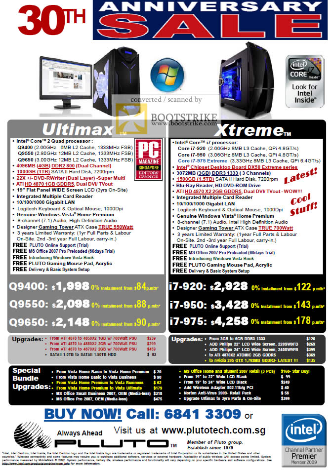 PC Show 2009 price list image brochure of Pluto Ultimax Xtreme Desktops