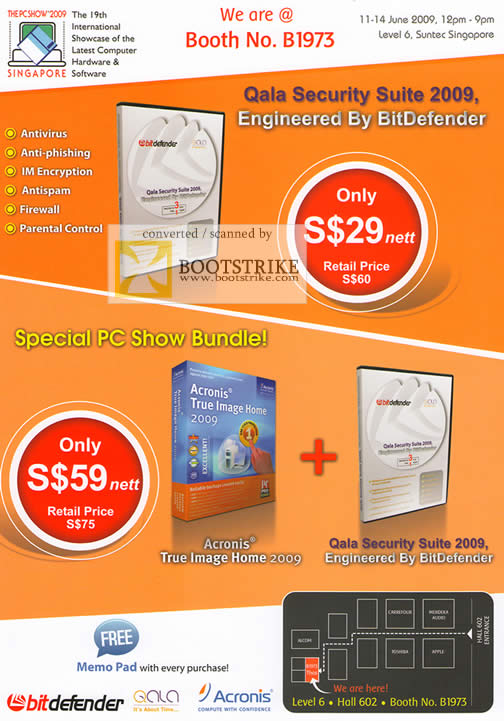 PC Show 2009 price list image brochure of Qala Security Suite Acronis BitDefender