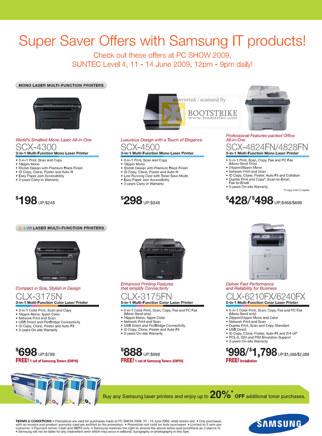 PC Show 2009 price list image brochure of Samsung Mono Color Laser Multi-Function Printers