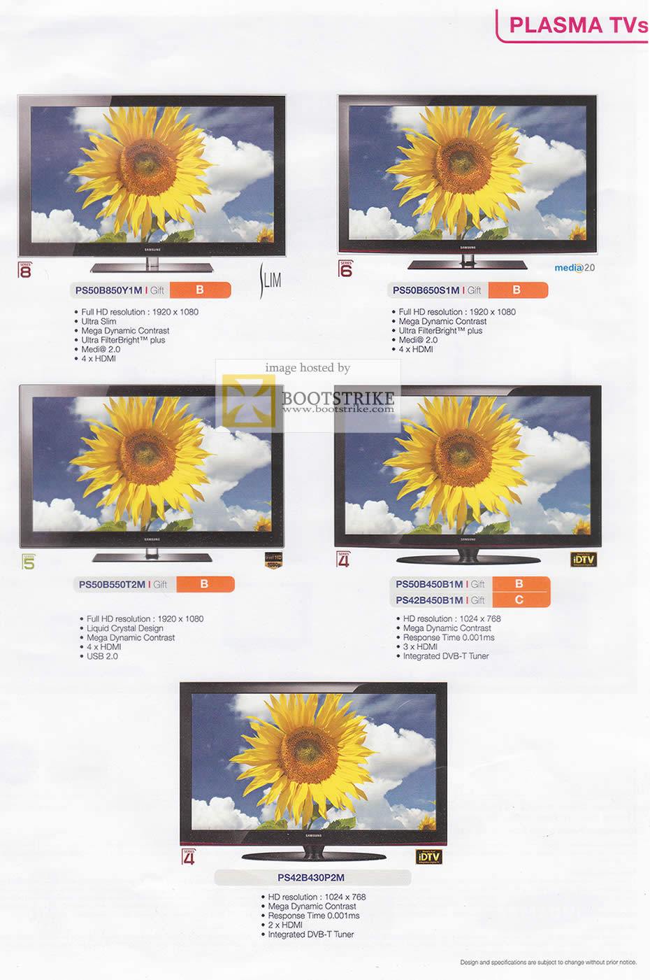 PC Show 2009 price list image brochure of Samsung Slim Plasma TVs Media 2.0 IDTV PS