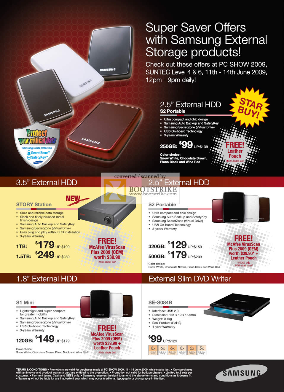 PC Show 2009 price list image brochure of Samsung Storage External HDD DVD Writer