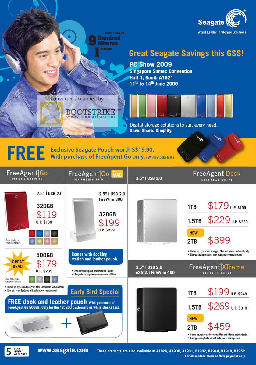 PC Show 2009 price list image brochure of Seagate FreeAgent Go Desk XTreme