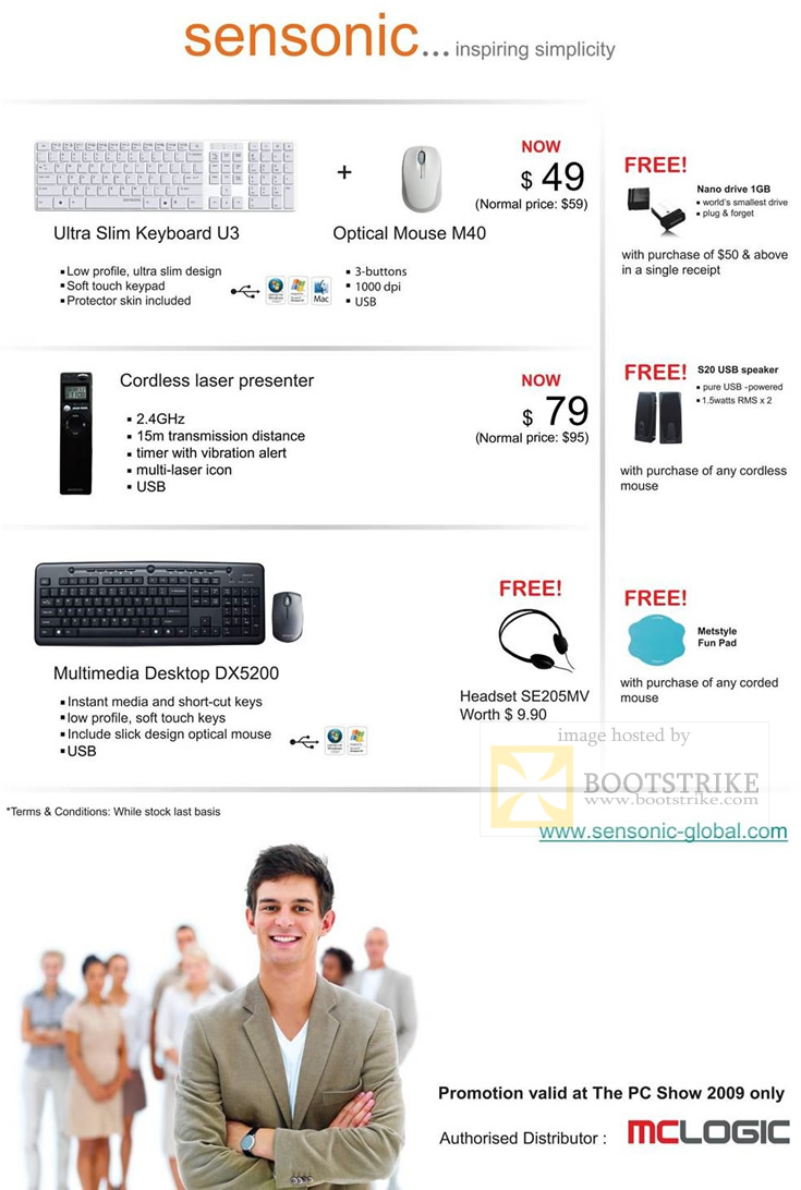 PC Show 2009 price list image brochure of Sensonic Keyboard Presenter Mouse Desktop DX5200