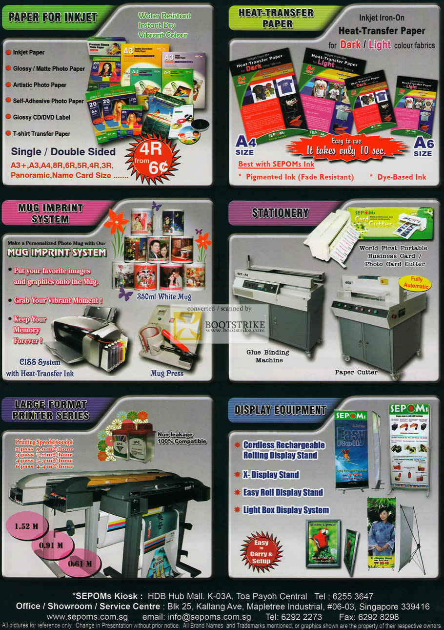 PC Show 2009 price list image brochure of Sepoms Paper Heat Transfer Mug Print Stationary Printer