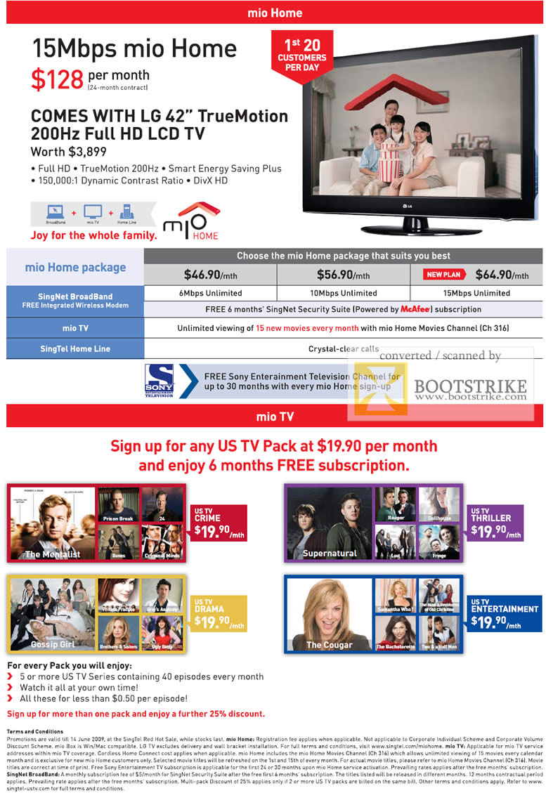 PC Show 2009 price list image brochure of Singnet Mio Home Mio TV LG 42 TrueMotion LCD TV