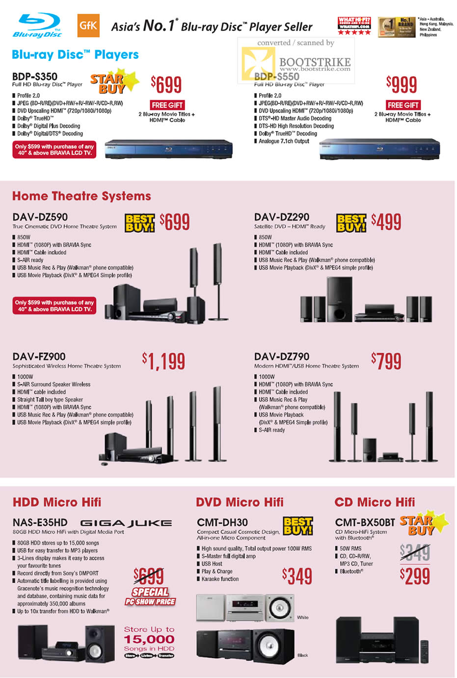 PC Show 2009 price list image brochure of Sony Blu-Ray Disc Players Home Theatre Systems HDD Micro Hifi DVD CD