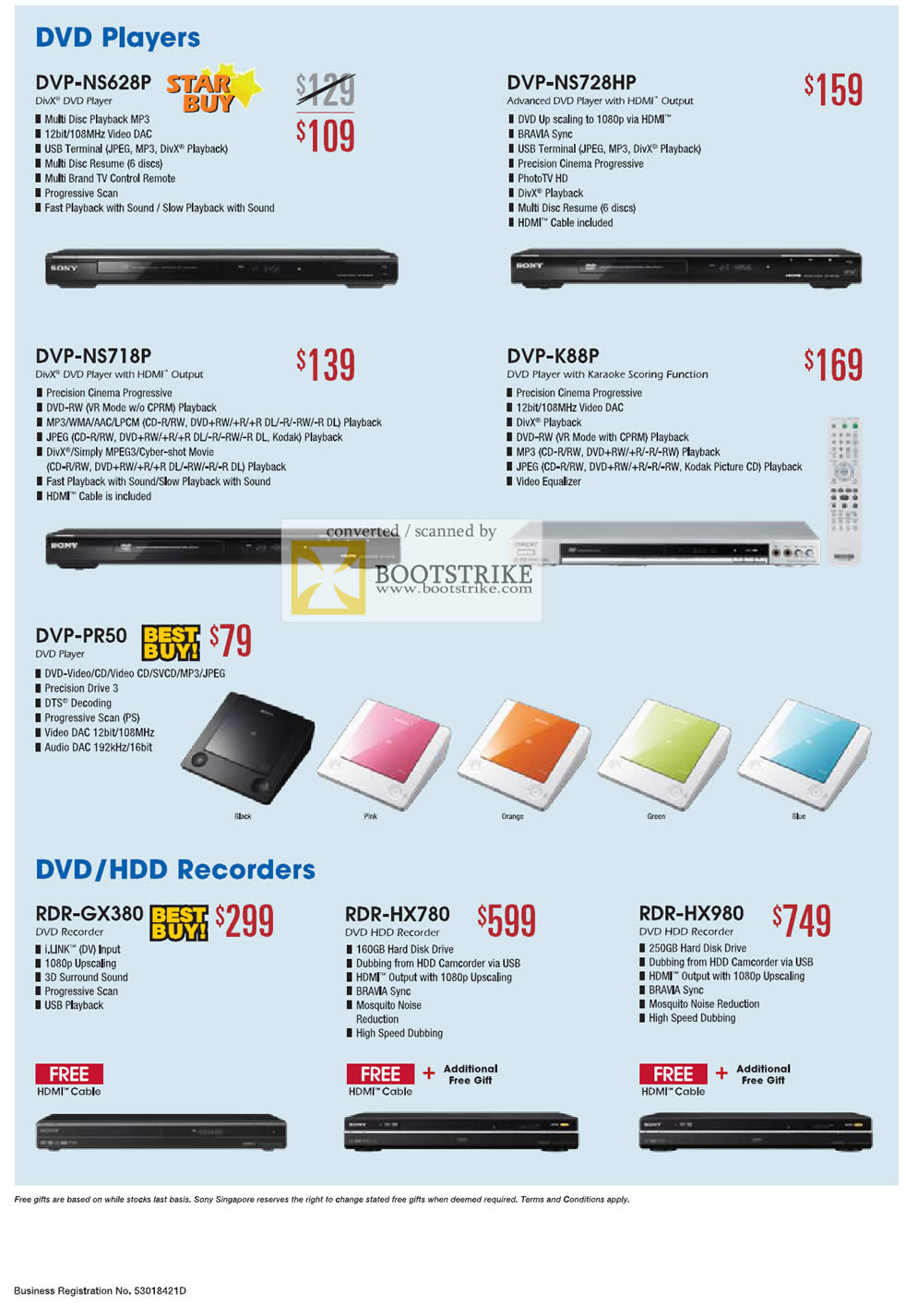 PC Show 2009 price list image brochure of Sony DVD Players DVD HDD Recorders DVP RDR