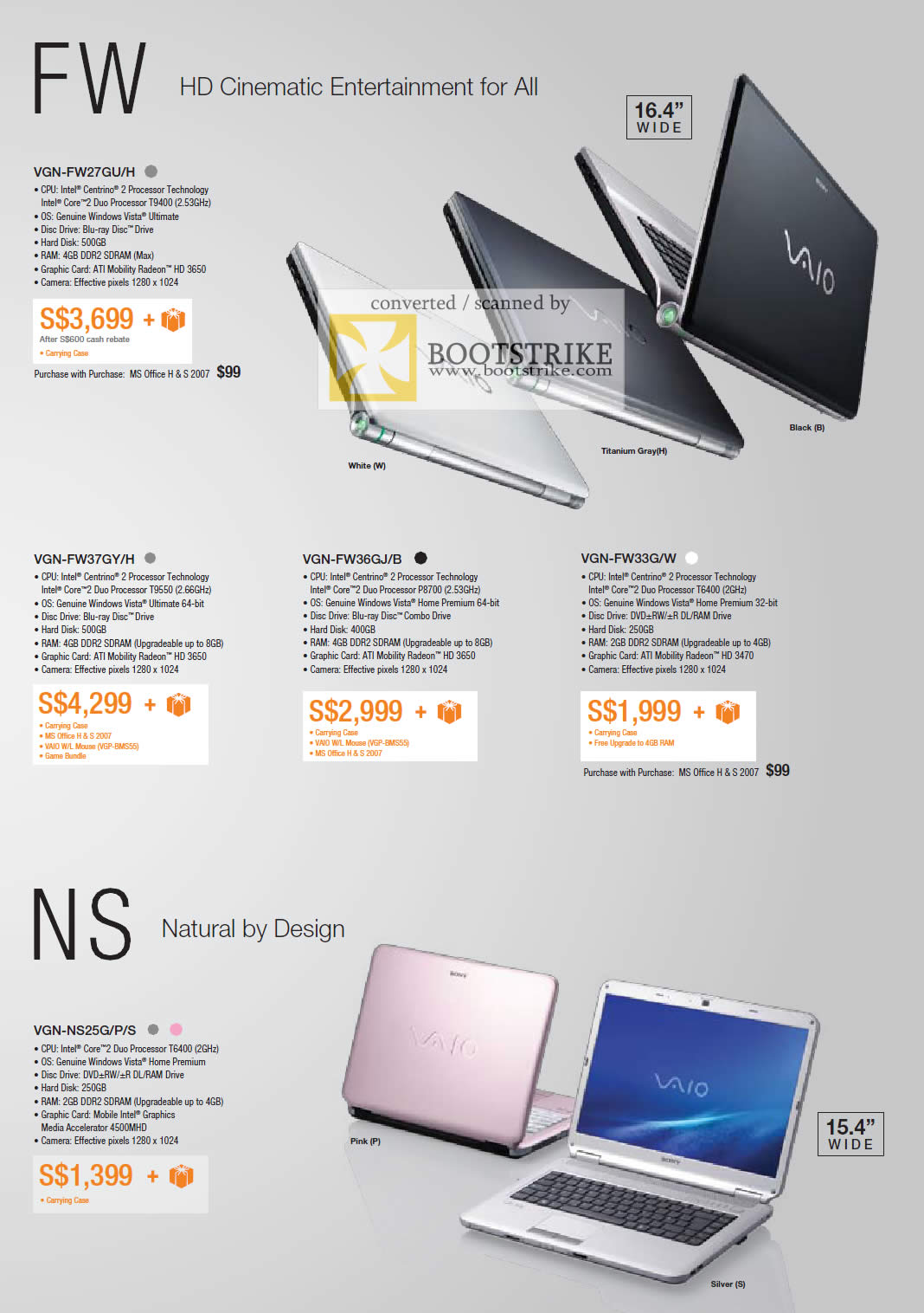 PC Show 2009 price list image brochure of Sony FW NS Notebooks