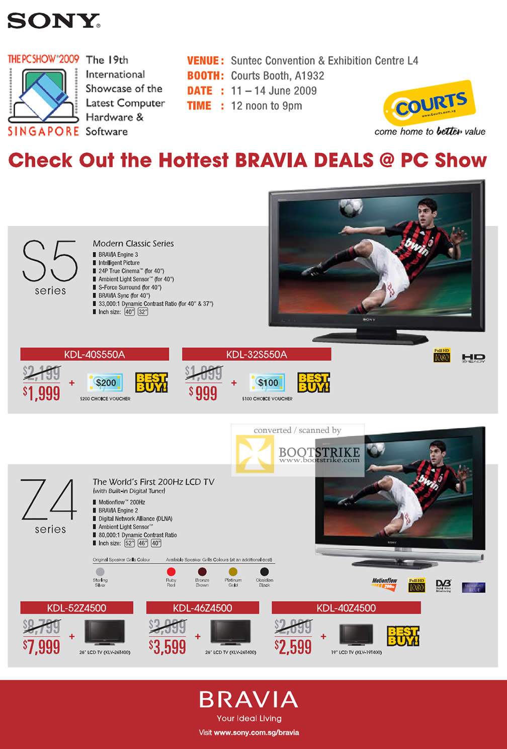 PC Show 2009 price list image brochure of Sony LCD TV S5 Z4 Series