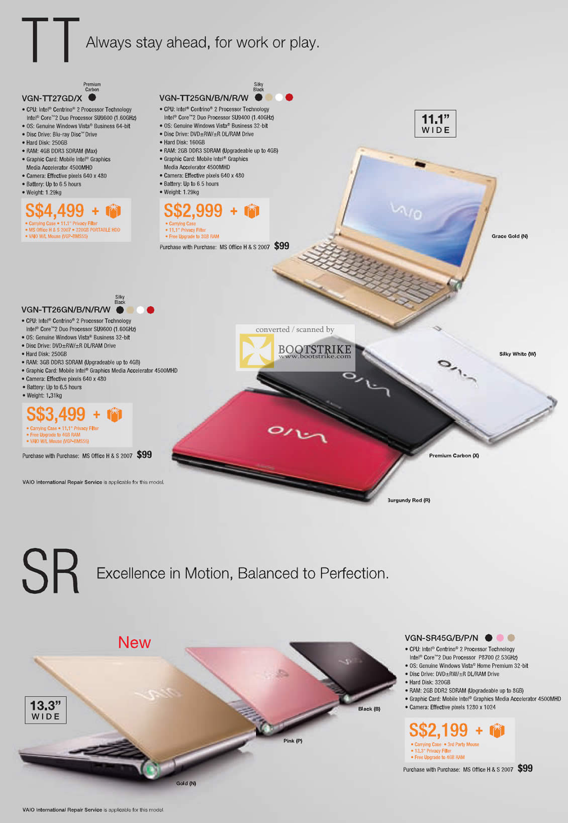 PC Show 2009 price list image brochure of Sony TT SR Notebooks