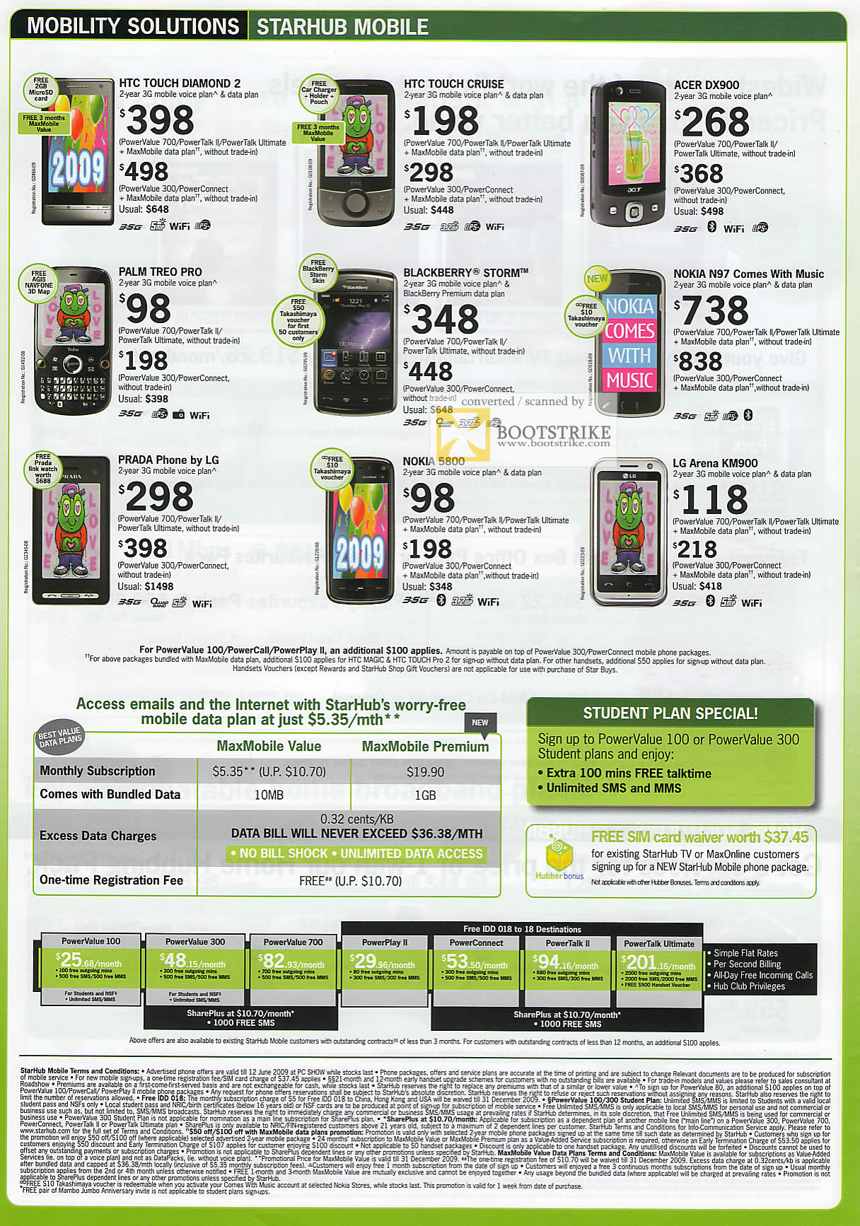 PC Show 2009 price list image brochure of Starhub Mobile Phones HTC Palm Prada Nokia BlackBerry LG Acer