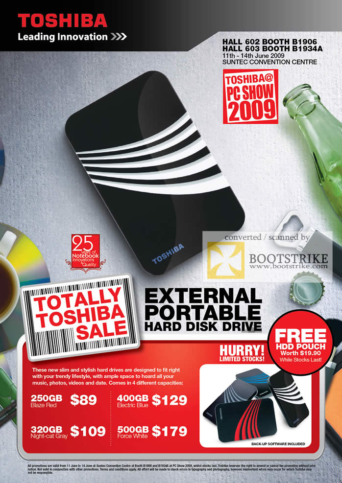 PC Show 2009 price list image brochure of Toshiba External Portable Hard Disk Drive