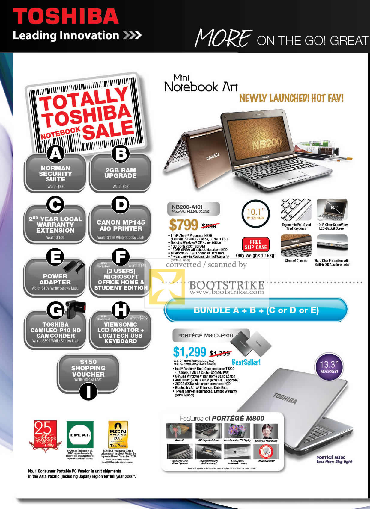 PC Show 2009 price list image brochure of Toshiba Mini Notebook Art NB200-A101 Promotion