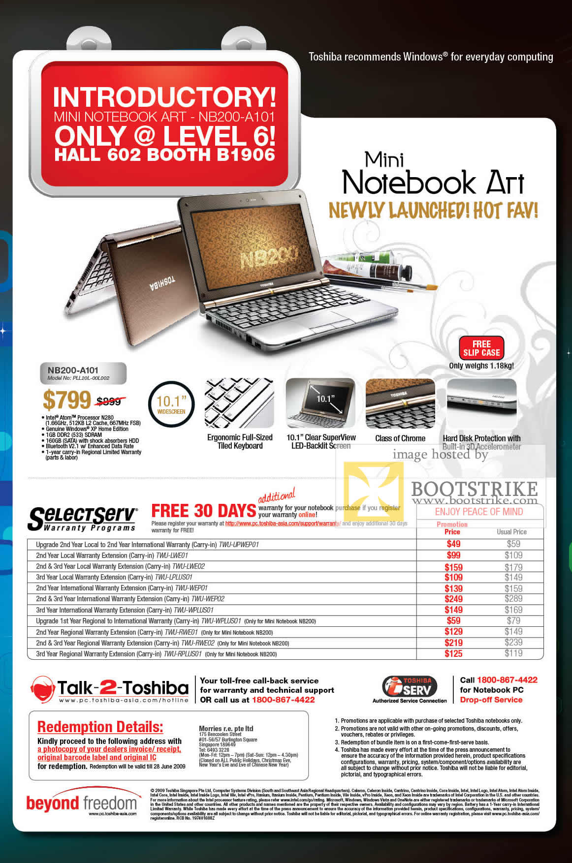 PC Show 2009 price list image brochure of Toshiba Mini Notebook Art NB200-A101