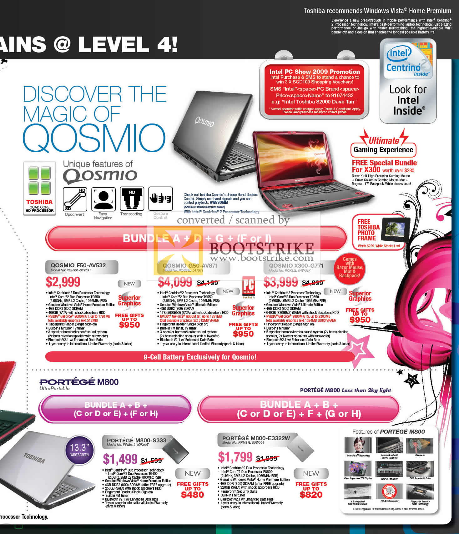 PC Show 2009 price list image brochure of Toshiba Qosmio F50 G50 X300 Portege M800 Notebooks