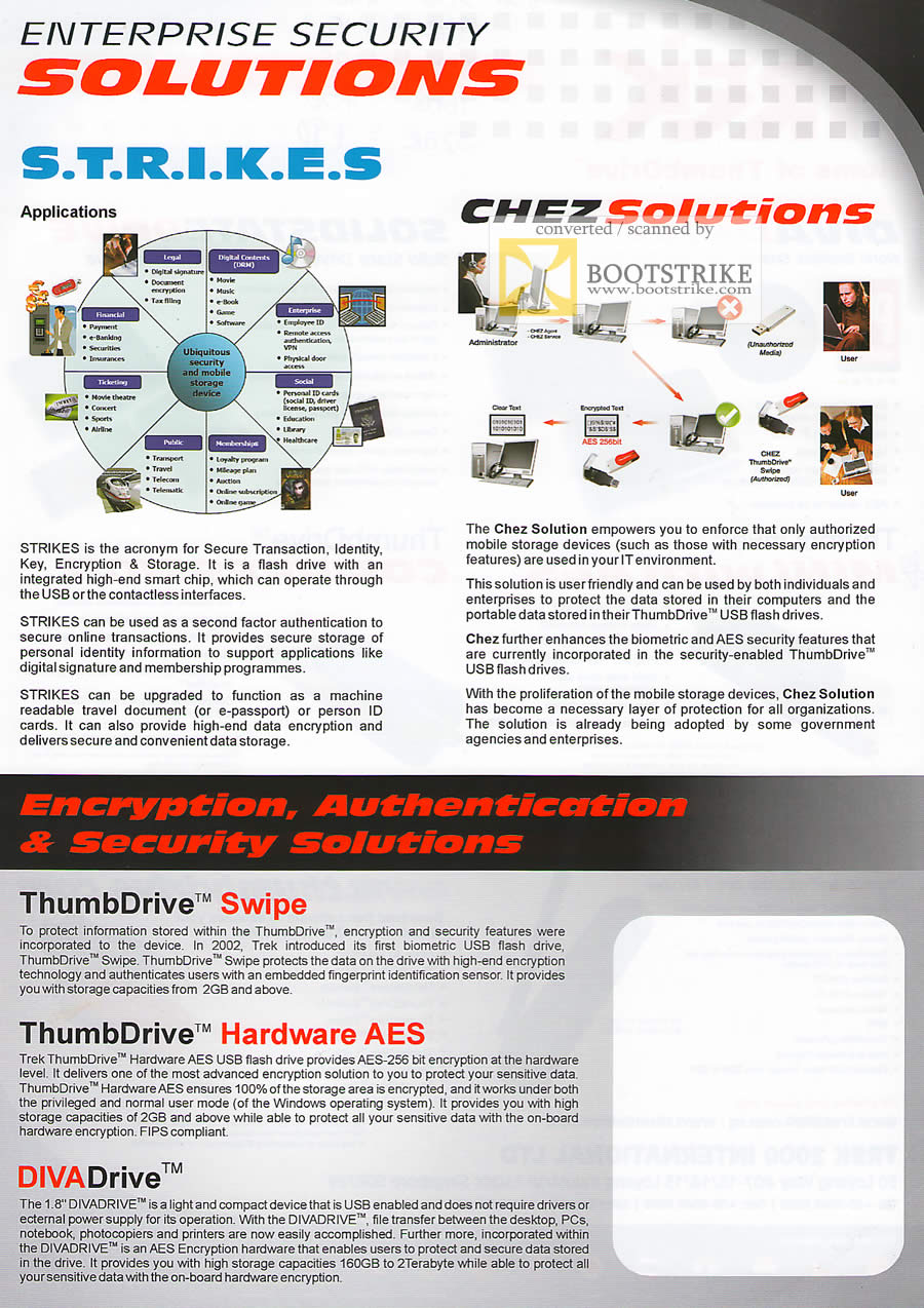 PC Show 2009 price list image brochure of Trek Enterprise Security Solutions Swipe Hardware AES DivaDrive