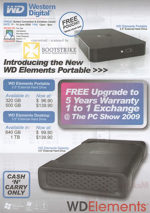 PC Show 2009 price list image brochure of Western Digital WD Elements Portable Desktop