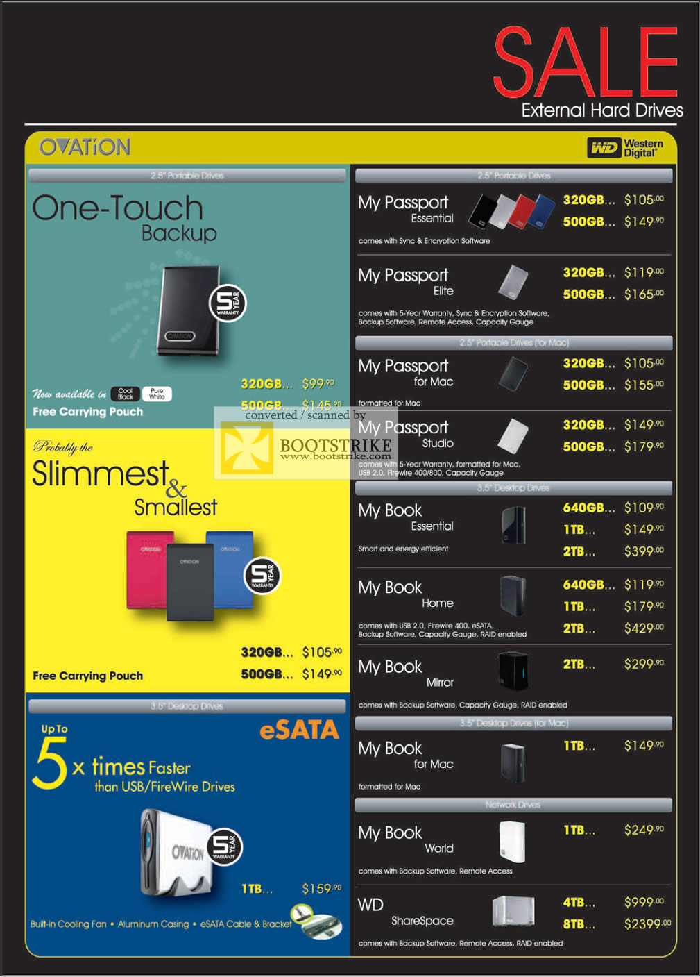PC Show 2009 price list image brochure of Western Digital WD Ovation Portable External Hard Disk Drive Passport My Book