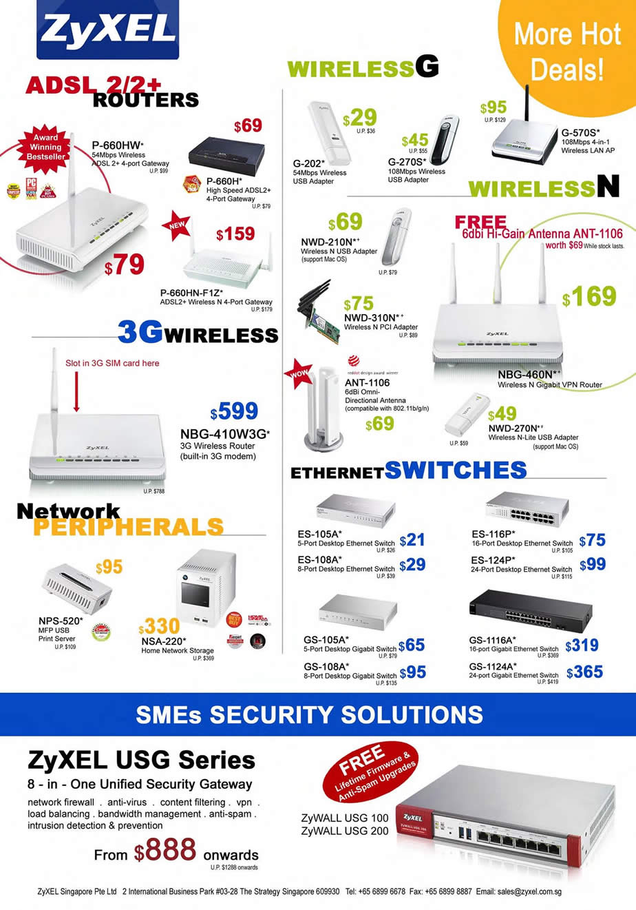 PC Show 2009 price list image brochure of Zyxel ADSL 2 Router 3G Wireless G Network Ethernet Switches