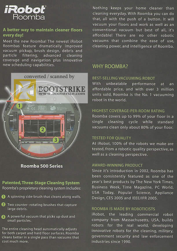 PC Show 2009 price list image brochure of IRobot Roomba Features