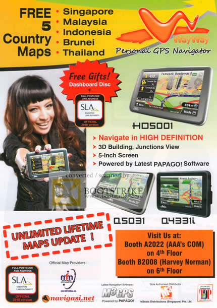 PC Show 2010 price list image brochure of AAAs Com WayWay GPS Navigator HD5001 Q5031 Q4331i