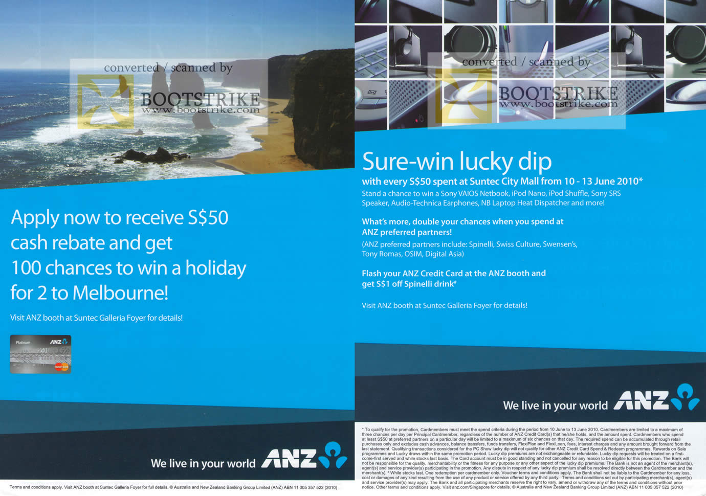 PC Show 2010 price list image brochure of ANZ Credit Card Cash Rebate Melbourne Lucky Dip