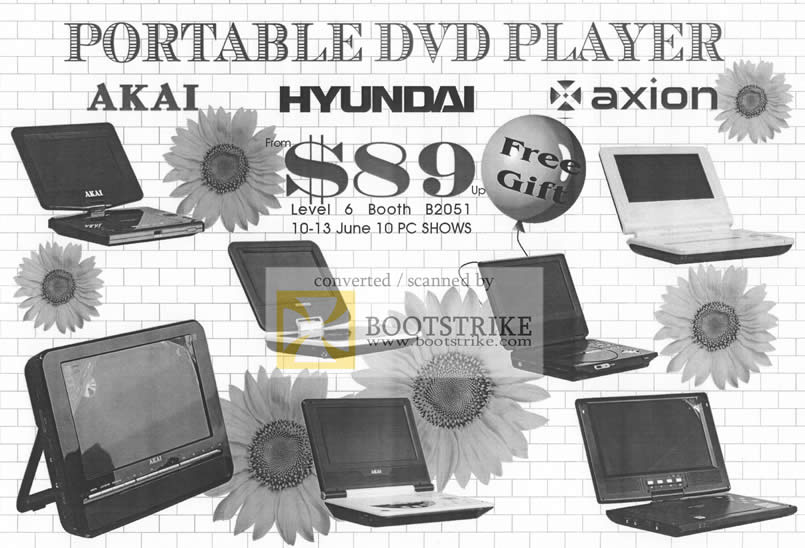 PC Show 2010 price list image brochure of Abscom Portable DVD Player Akai Hyundai Axion