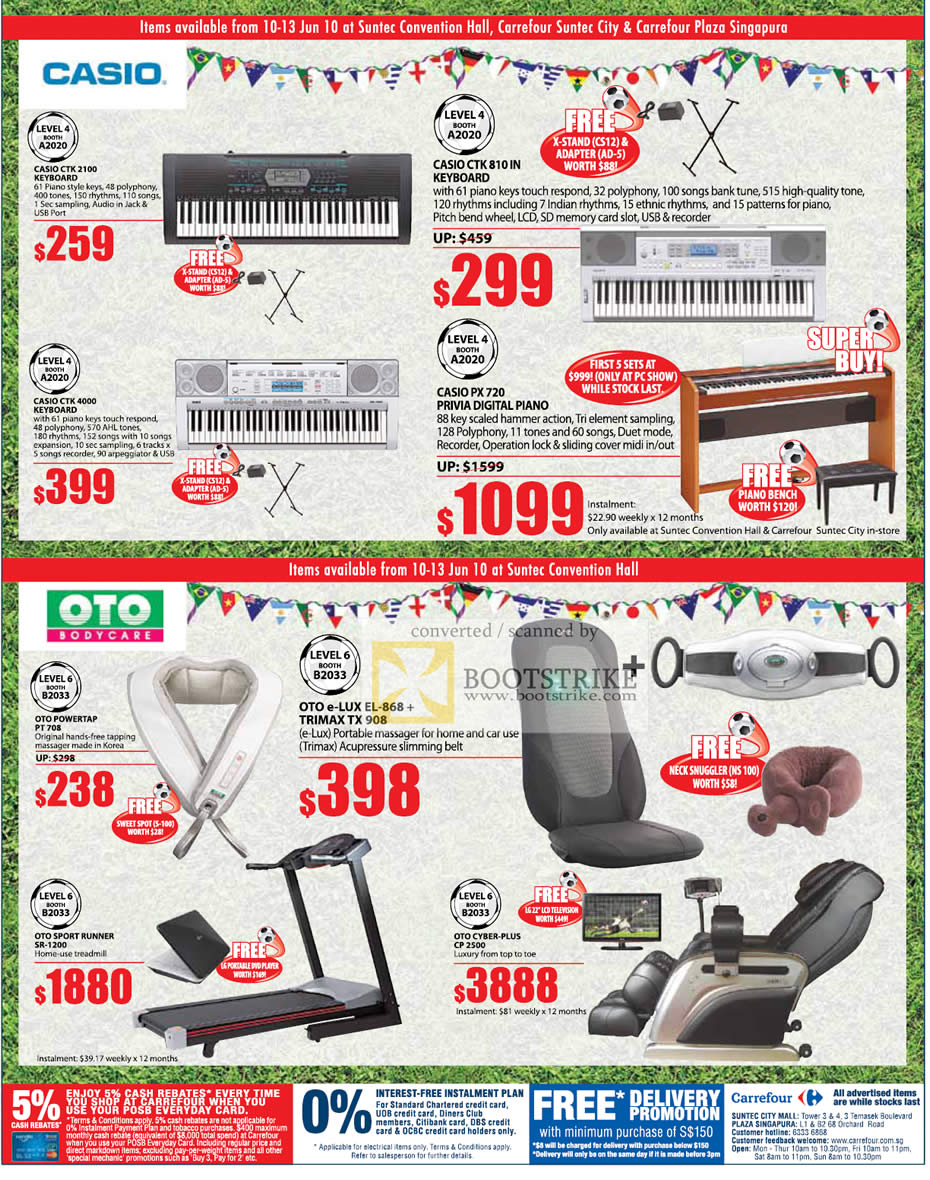 PC Show 2010 price list image brochure of Carrefour Casio Keyboard Digital Piano OTO Powertap Massager