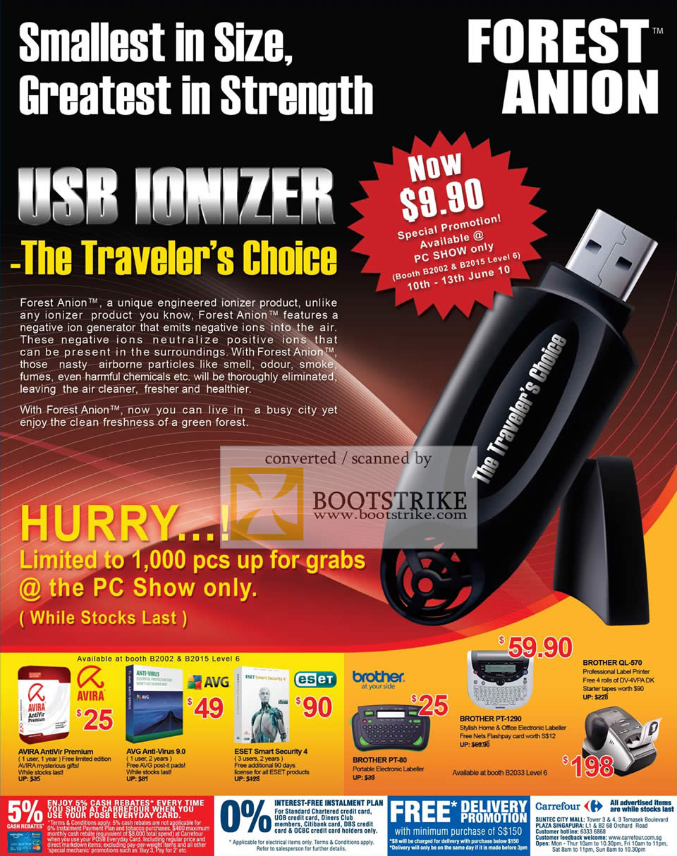 PC Show 2010 price list image brochure of Carrefour USB Ionizer Forest Anion