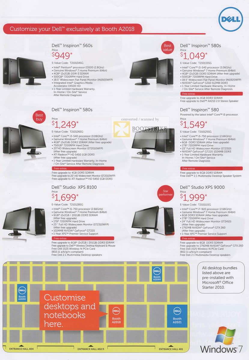 PC Show 2010 price list image brochure of Dell Desktops Inspiron 560s 580s 580 XPS 8100 9000