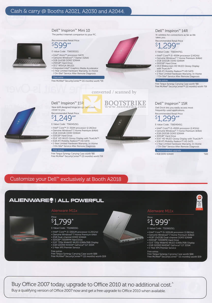 PC Show 2010 price list image brochure of Dell Notebooks Inspiron Mini 10 14R 15R Alienware M11X