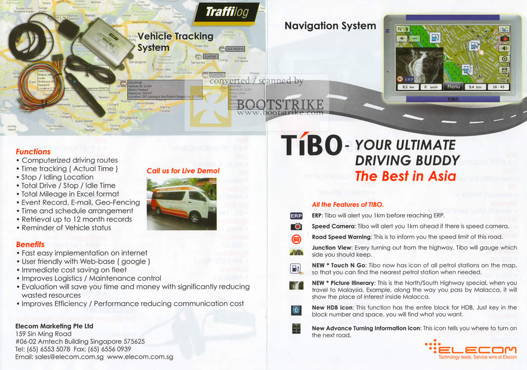 PC Show 2010 price list image brochure of Elecom A2054 GPS Tibo ERP Junction View Traffilog Vehicle Tracking System