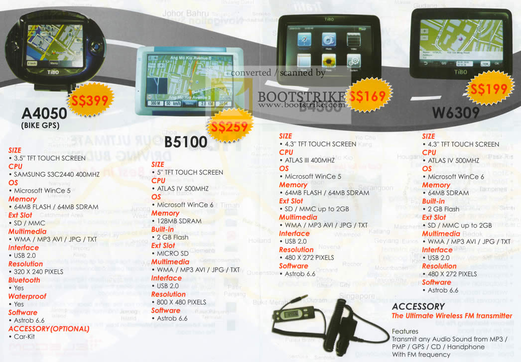 PC Show 2010 price list image brochure of Elecom A2054 Tibo GPS Navigation A4050 B5100 B4300 W6309