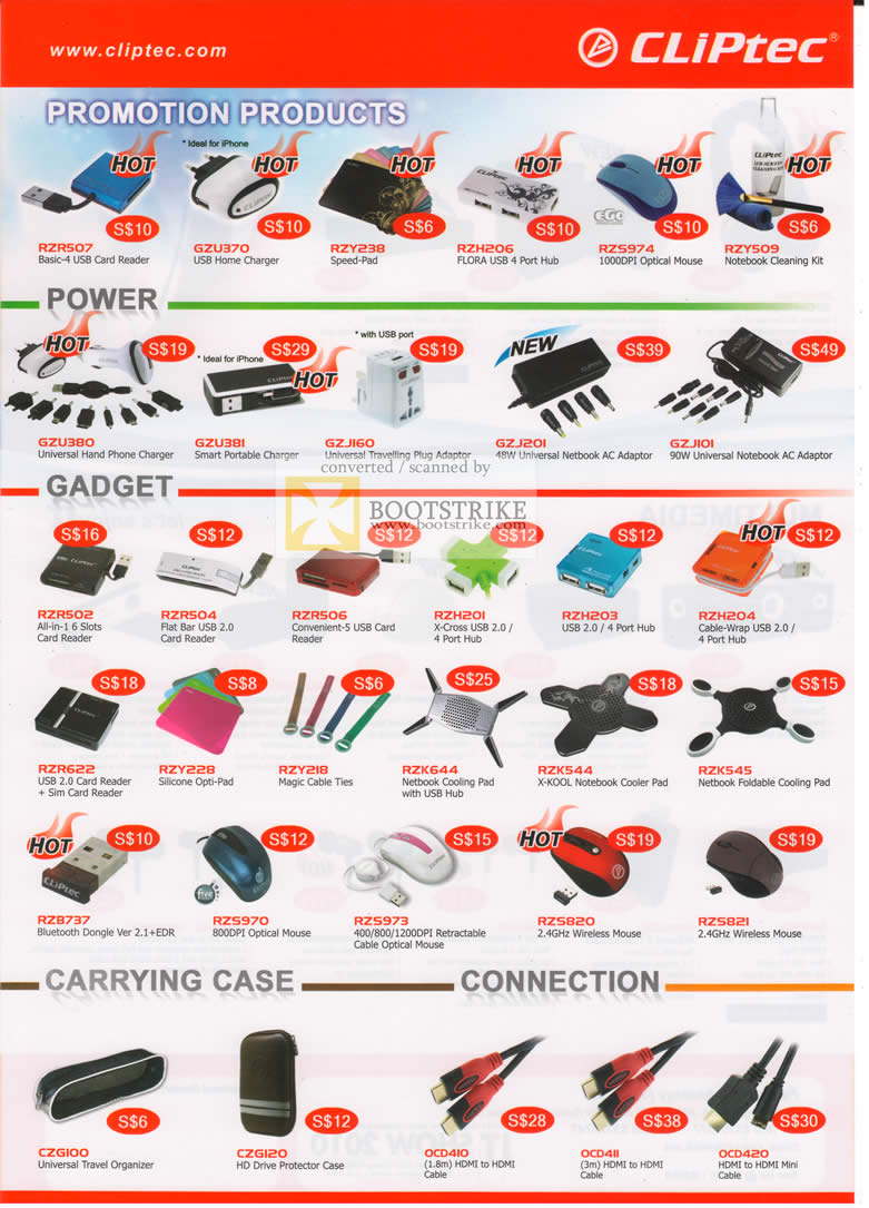 PC Show 2010 price list image brochure of Fairyland B2058 ClipTec Card Reader Charger Plug Adapter USB Hub Coller Pad Case Mouse