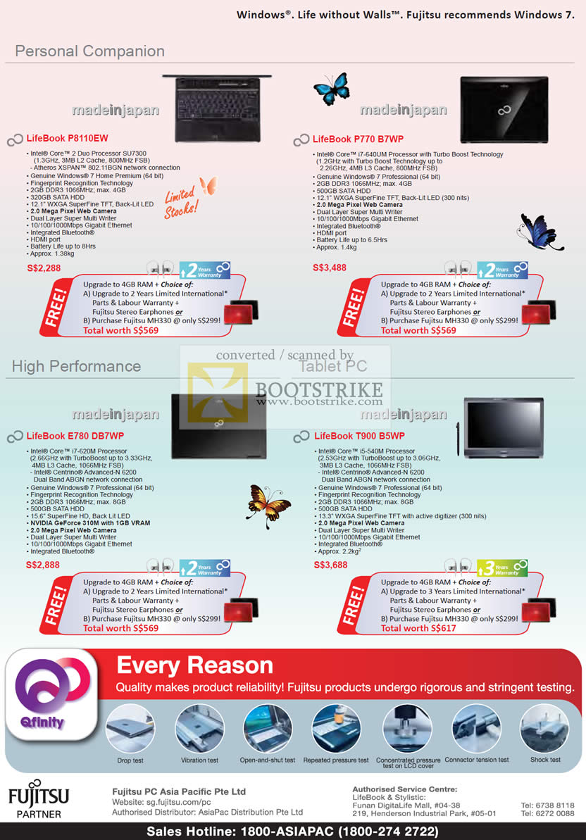PC Show 2010 price list image brochure of Fujitsu Notebooks LifeBook P8110EW P770 B7WP E780 DB7Wp T900 B5WP