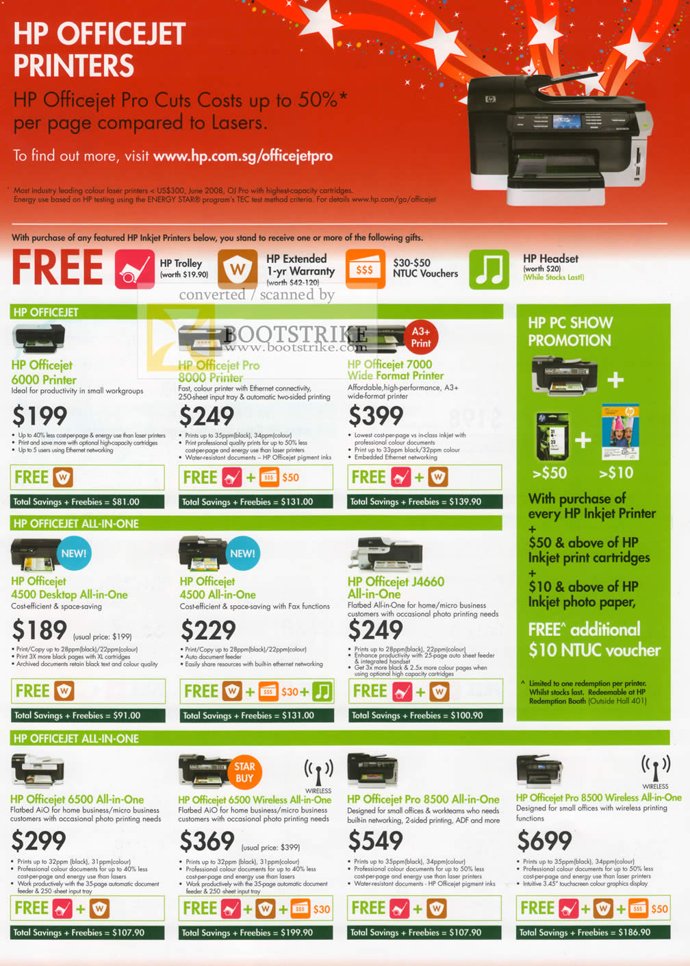 PC Show 2010 price list image brochure of HP Officejet Printers Pro 6000 8000 7000 4500 AIO J4660 6500 8500