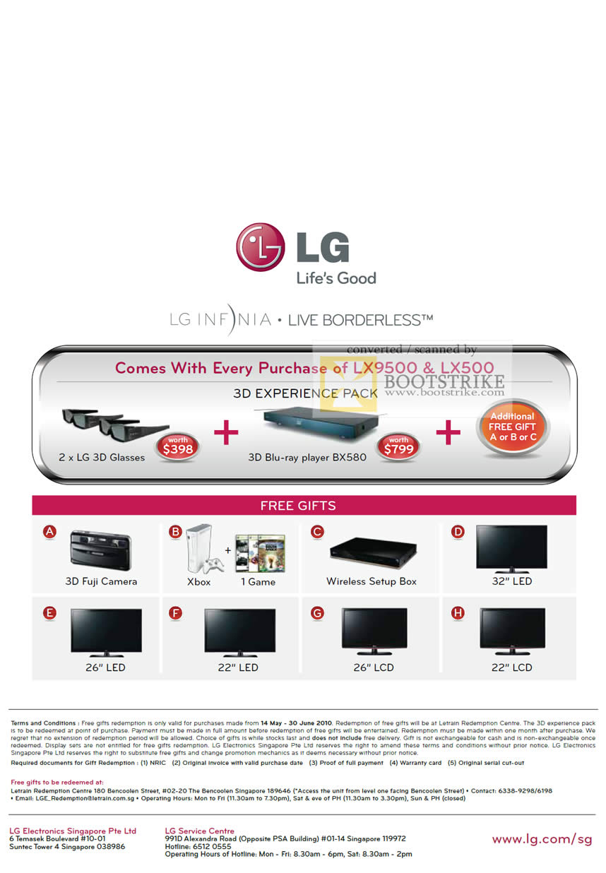 PC Show 2010 price list image brochure of LG LED 3D TV LX9500 LX500 Gifts