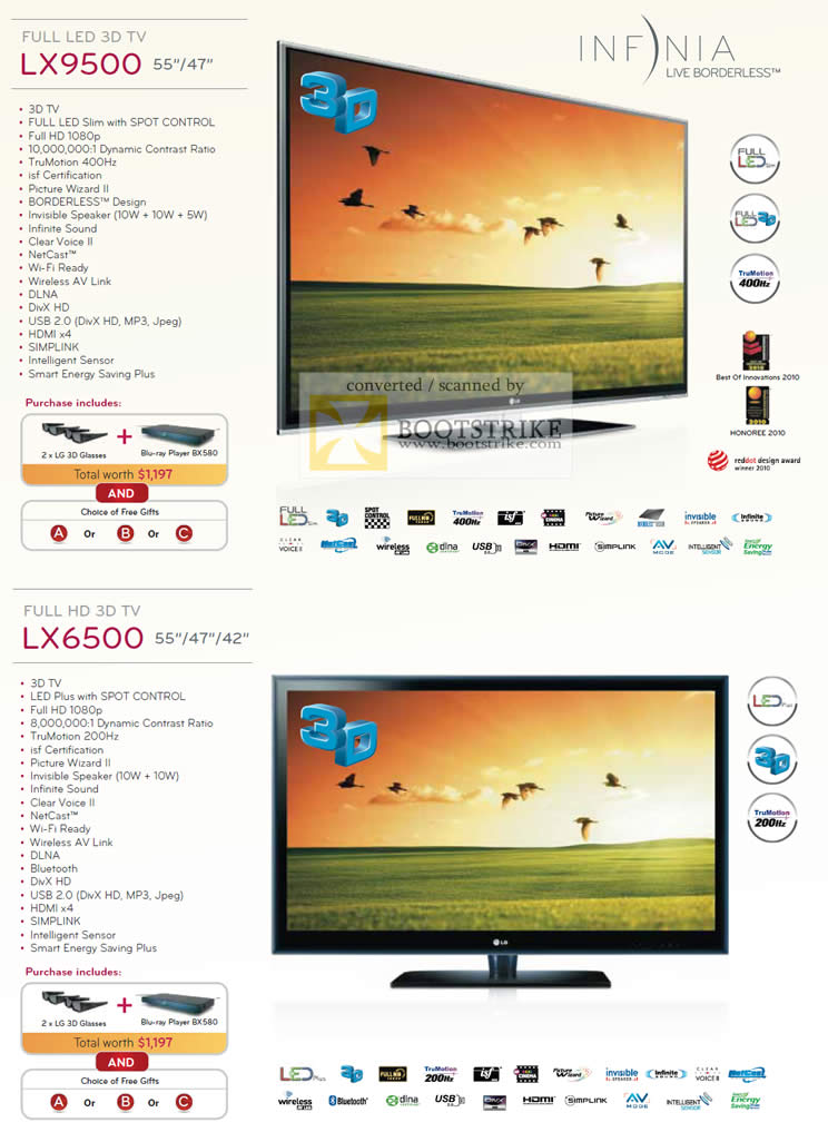PC Show 2010 price list image brochure of LG LED 3D TV LX9500 LX6500