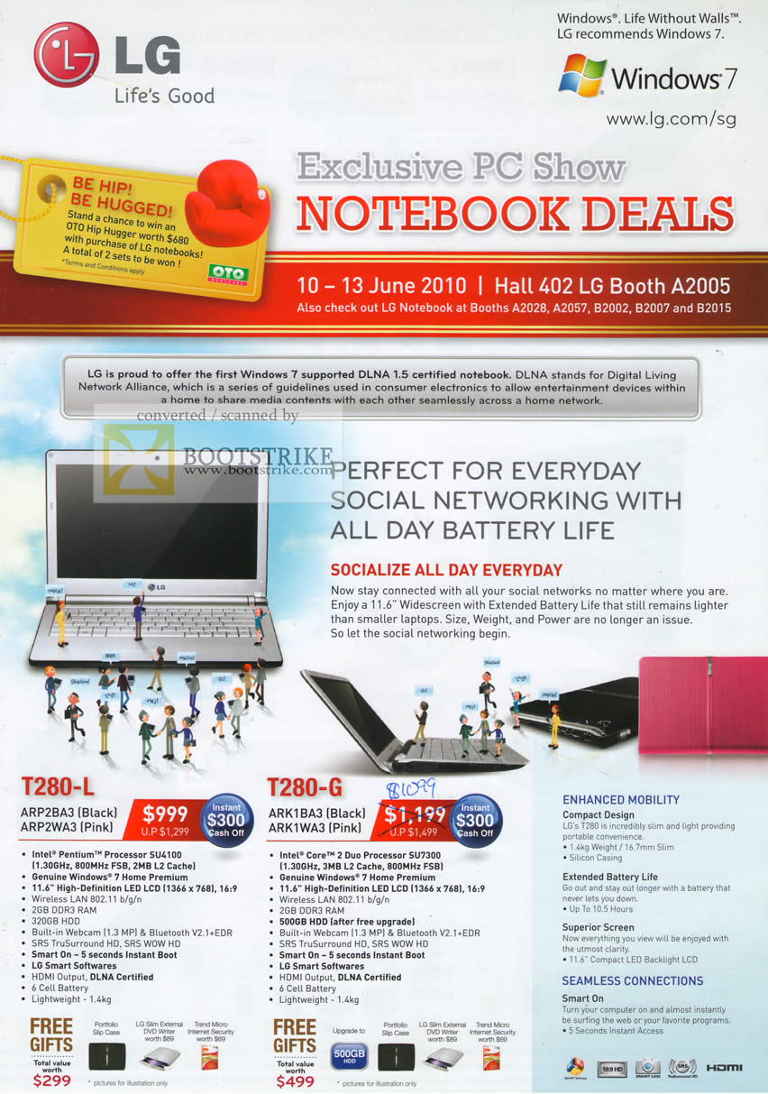 PC Show 2010 price list image brochure of LG Notebooks T280 L T280 G